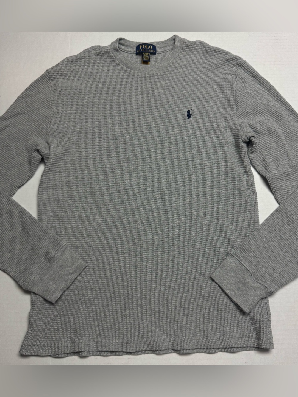 Kids' Polo Ralph Lauren Gray Long Sleeve Waffle Knit T-Shirt Size: XL (18-20)